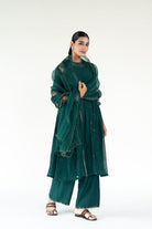 Emerald Green Baadal Kurta Set with Shama Odhani - CiceroniKurta Set, Festive WearNirjara