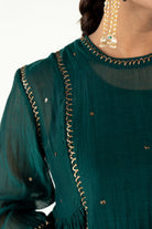 Emerald Green Baadal Kurta Set with Shama Odhani - CiceroniKurta Set, Festive WearNirjara