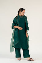 Emerald Green Kurta Set with Shama Odhani - CiceroniKurta Set, Festive WearNirjara