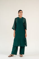 Emerald Green Kurta Set with Shama Odhani - CiceroniKurta Set, Festive WearNirjara