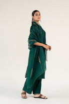 Emerald Green Kurta Set with Shama Odhani - CiceroniKurta Set, Festive WearNirjara