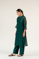 Emerald Green Kurta Set with Shama Odhani - CiceroniKurta Set, Festive WearNirjara