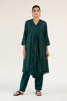 Emerald Green Maheem Kurta (Set of 2) - CiceroniKurta Set, Festive WearNirjara