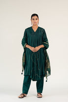 Emerald Green Maheem Kurta Set with Ayra Odhani - CiceroniKurta Set, Festive WearNirjara