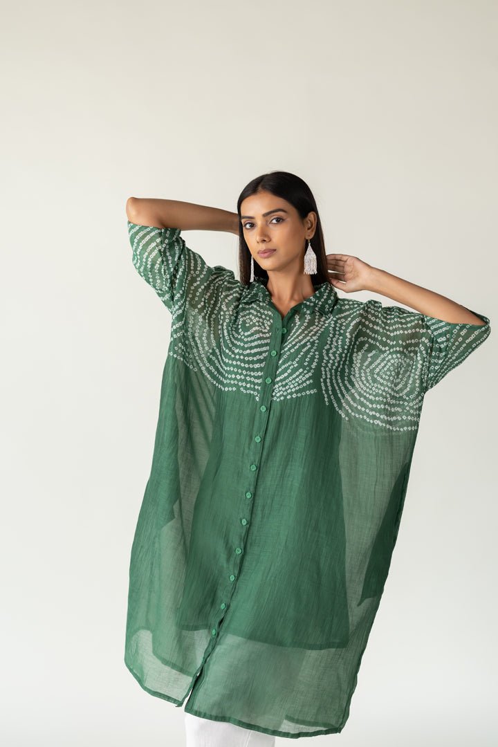Emerald Swirl Bandhani Tunic and Pants Set - CiceroniKurta Set, Everyday WearSilai Studio