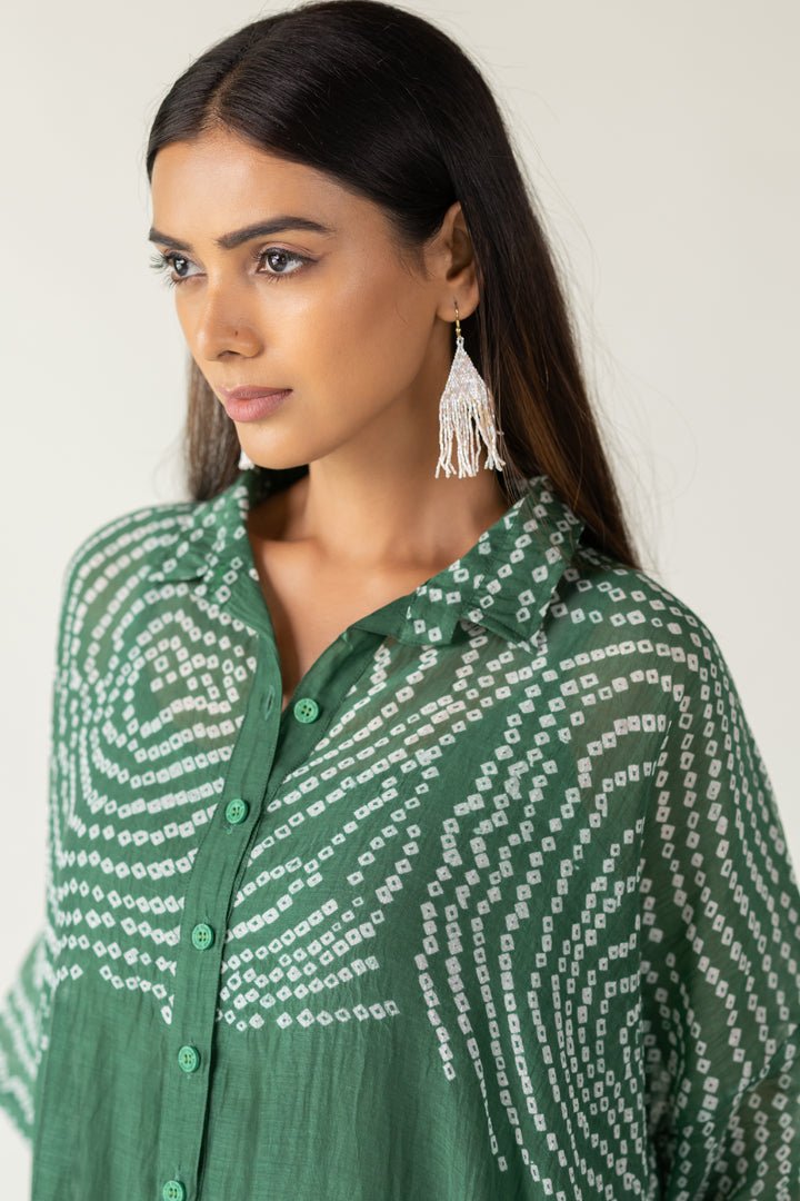 Emerald Swirl Bandhani Tunic and Pants Set - CiceroniKurta Set, Everyday WearSilai Studio
