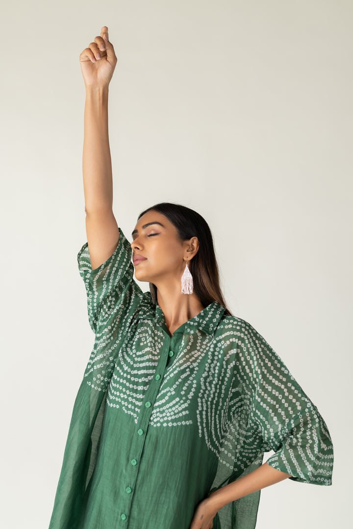 Emerald Swirl Bandhani Tunic and Pants Set - CiceroniKurta Set, Everyday WearSilai Studio