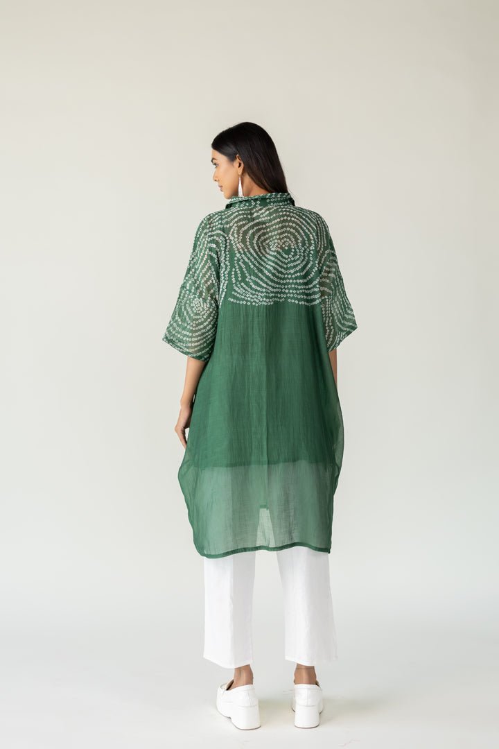 Emerald Swirl Bandhani Tunic and Pants Set - CiceroniKurta Set, Everyday WearSilai Studio