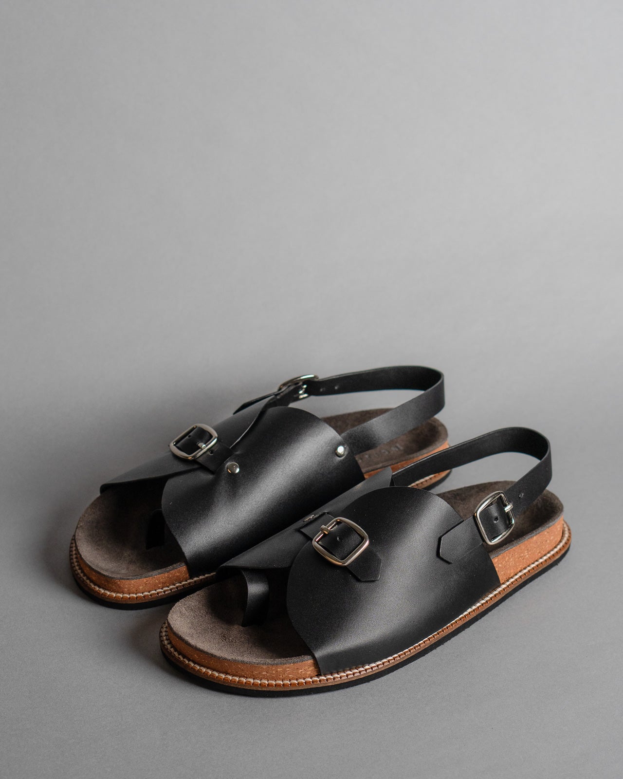 Envelope Cork Sandals SB - Men's Sandals in Black - CiceroniSandalsSlomotion