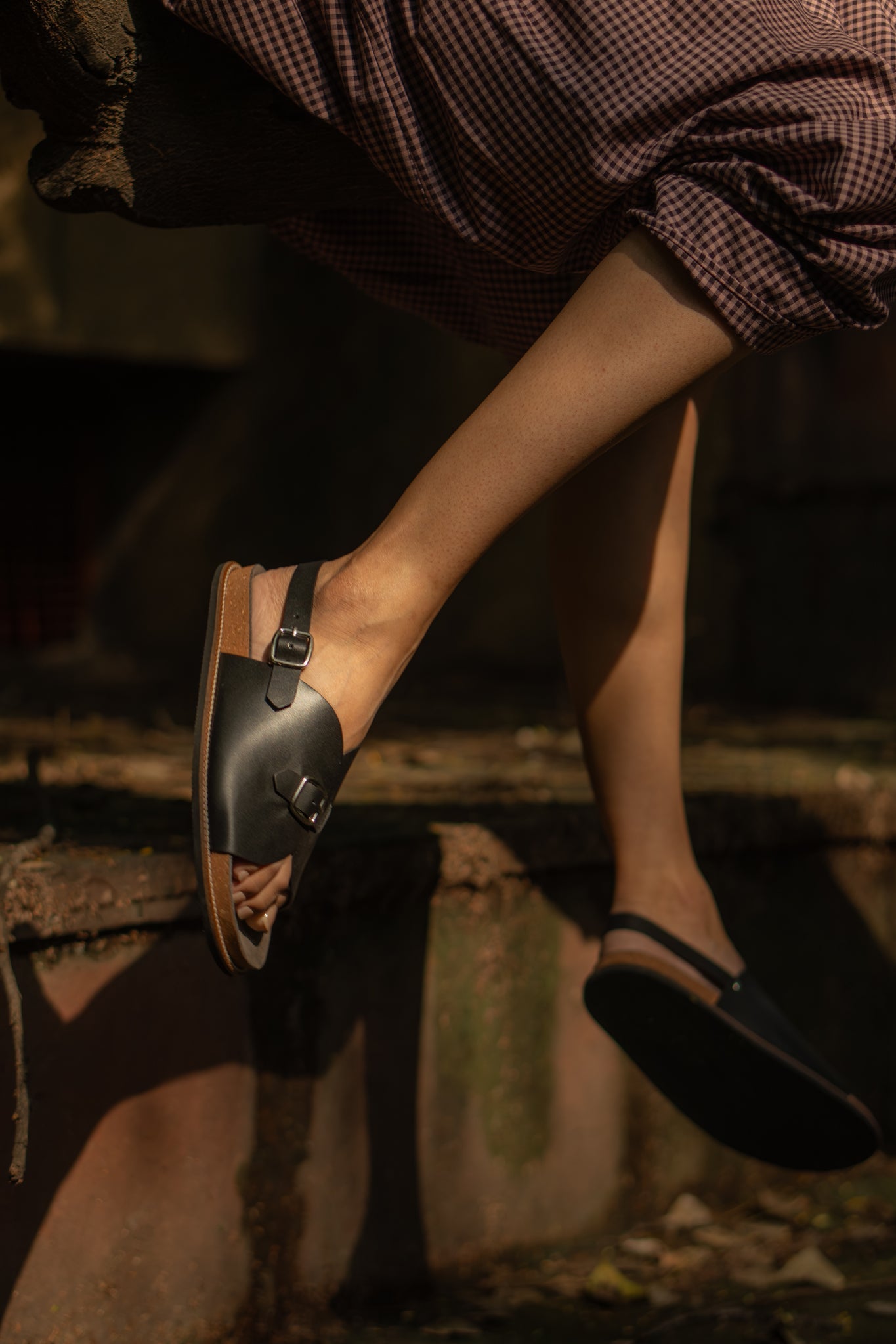 Envelope Cork Sandals SB - Women's Sandals in Black - CiceroniSandalsSlomotion