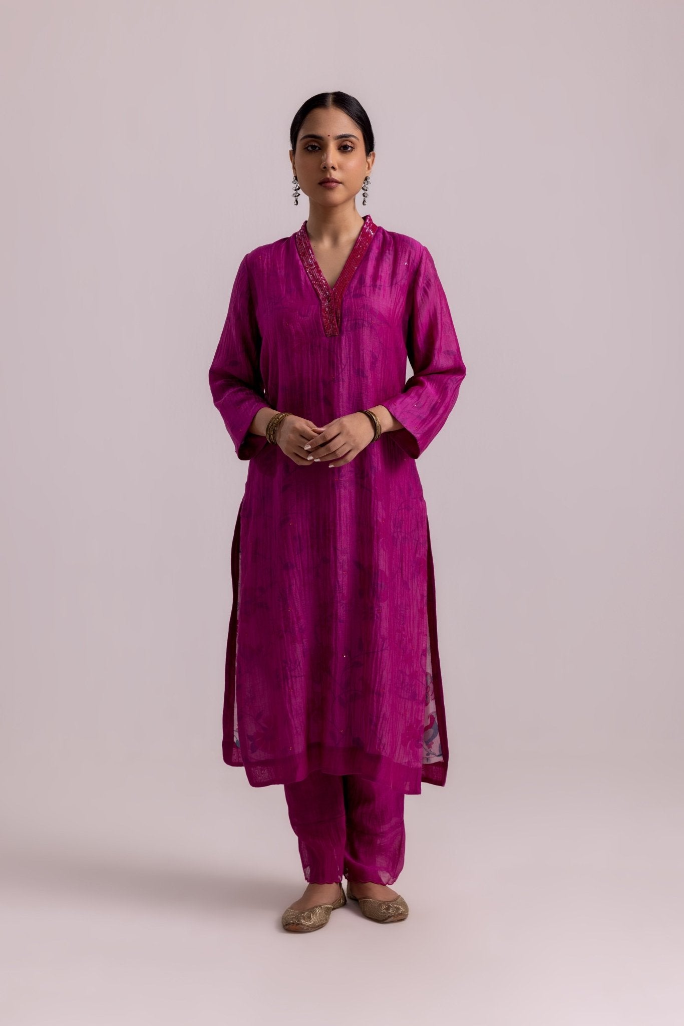 Farah Kurta Dupatta Set - Magenta - CiceroniKurta Set, Festive WearLabel Shreya Sharma