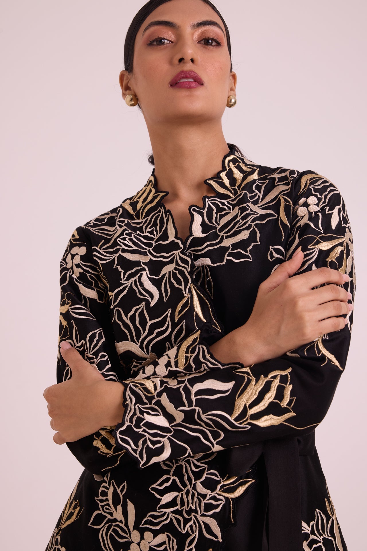 Farah - Tendril Wrap Blazer & Cutwork Pants - CiceroniJacket SetMadder Much