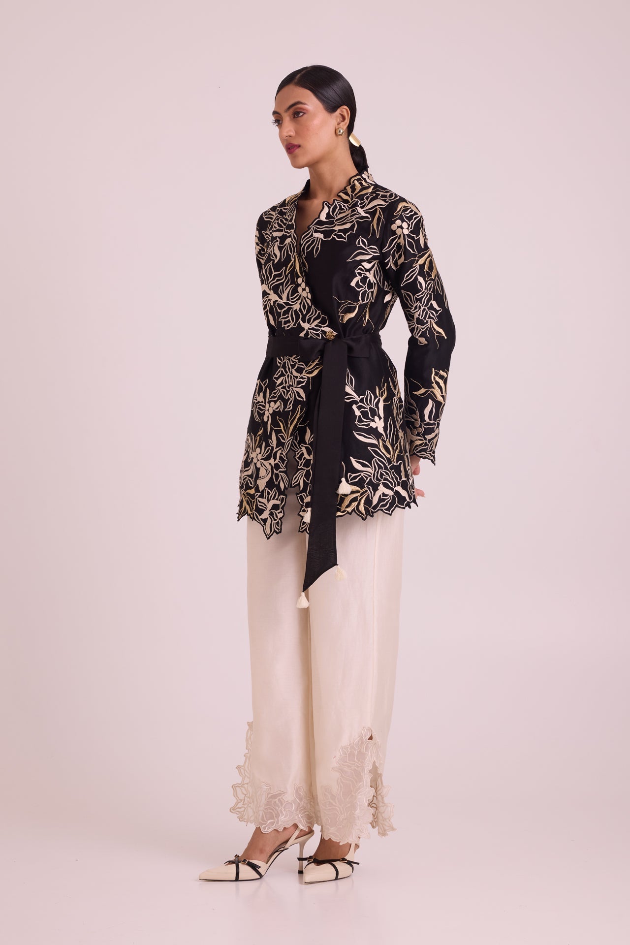 Farah - Tendril Wrap Blazer & Cutwork Pants - CiceroniJacket SetMadder Much