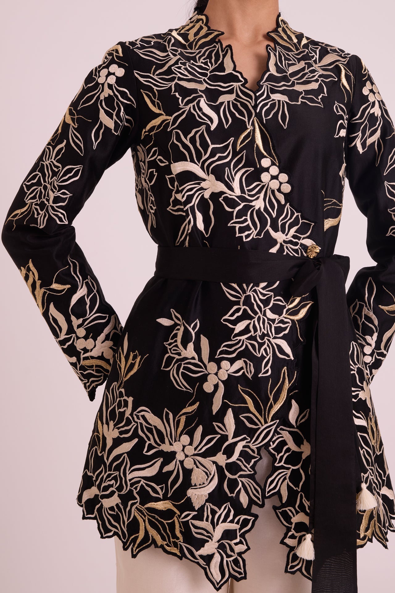 Farah - Tendril Wrap Blazer & Cutwork Pants - CiceroniJacket SetMadder Much