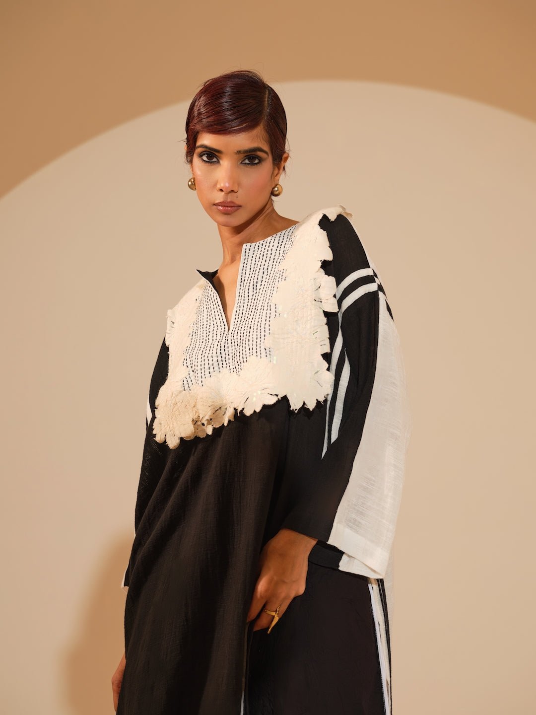 Fern Tunic - Black and Natural - CiceroniKurta, Everyday WearStoique