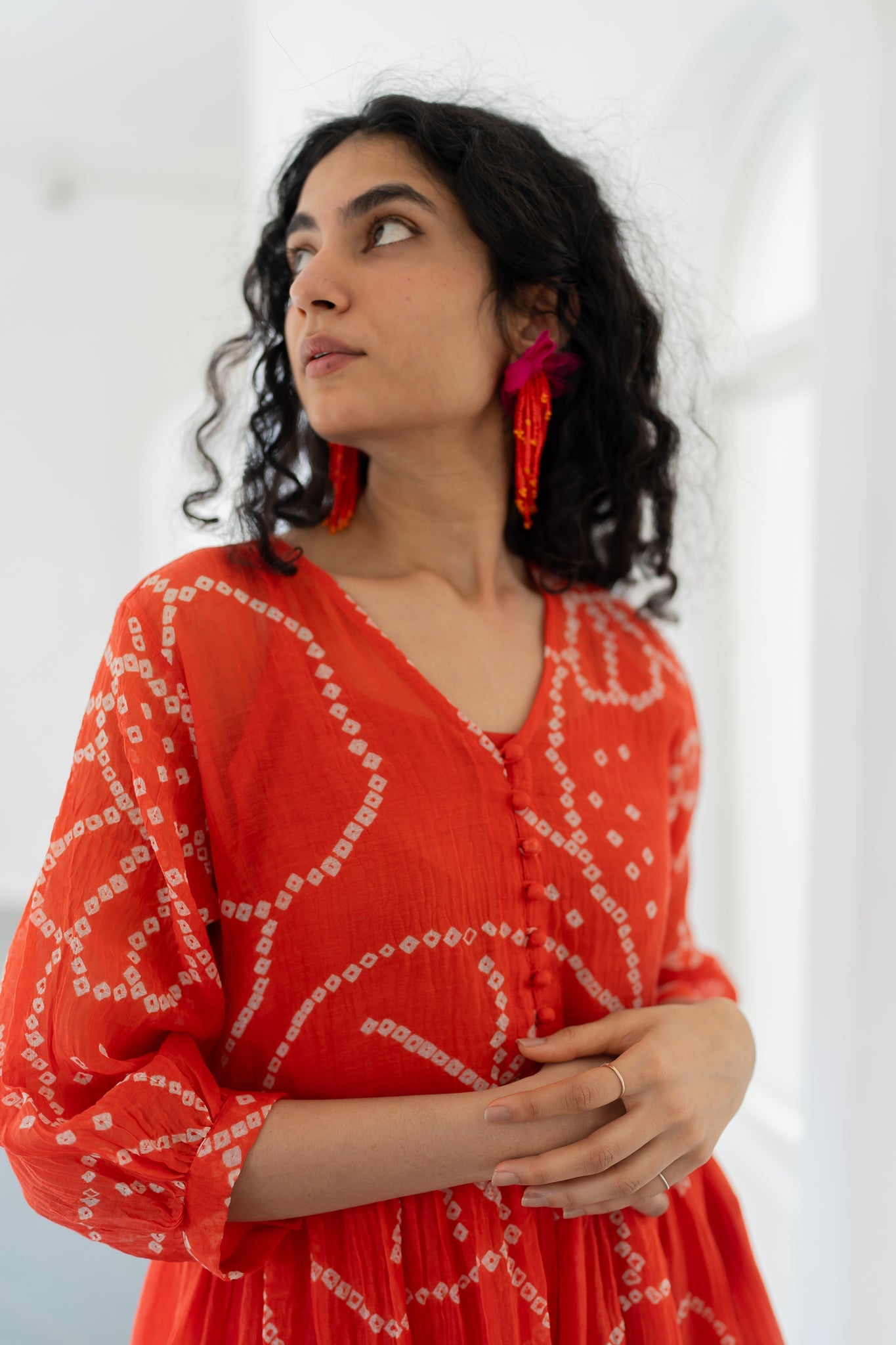 Fiery Orange Bandhani Dress - CiceroniDressesSilai Studio