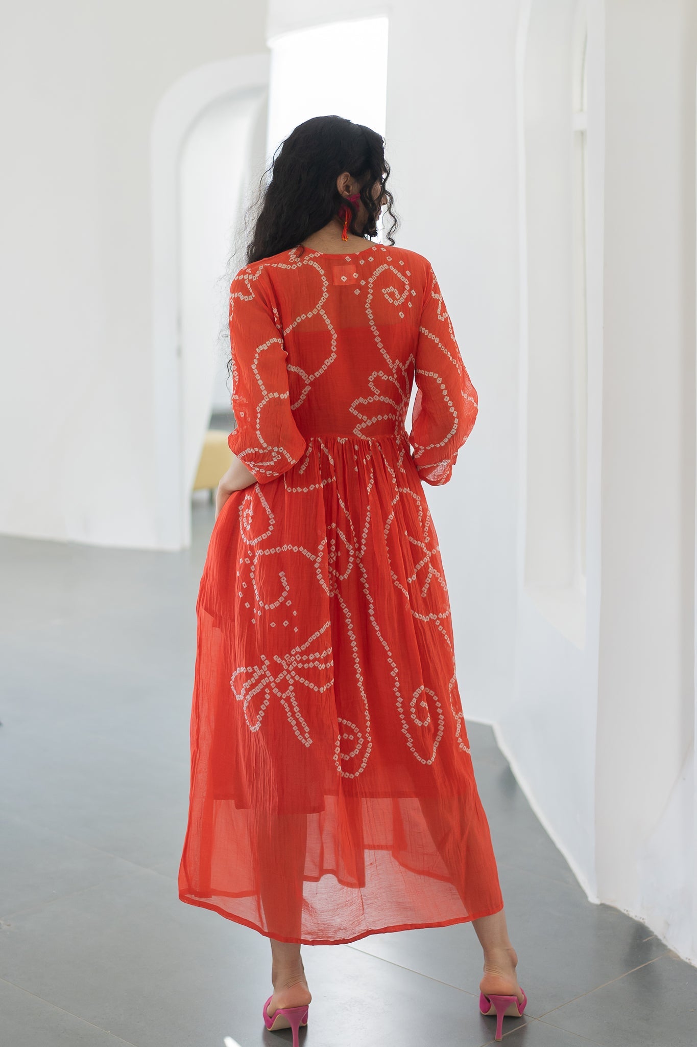 Fiery Orange Bandhani Dress - CiceroniDressesSilai Studio