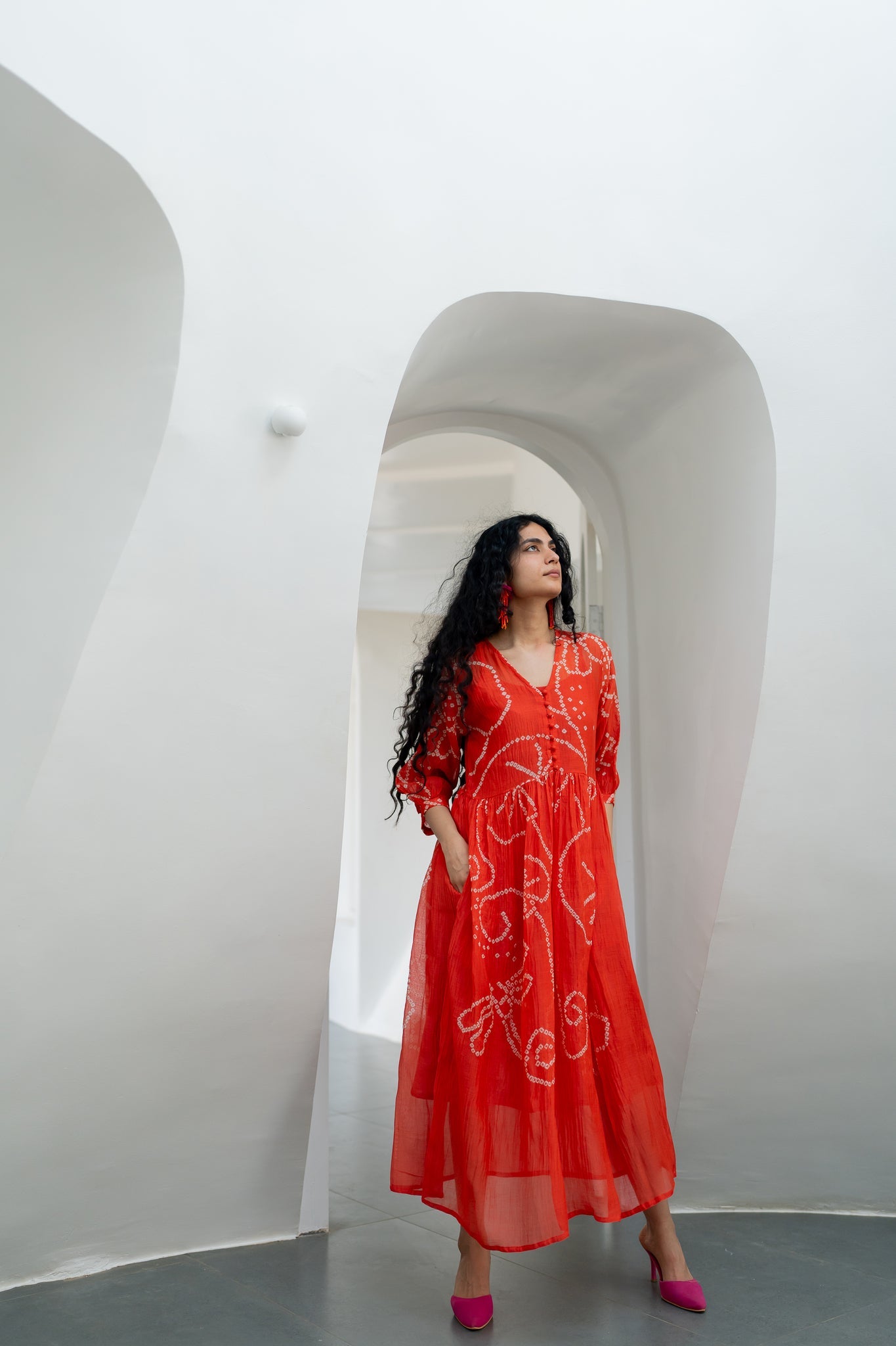 Fiery Orange Bandhani Dress - CiceroniDressesSilai Studio