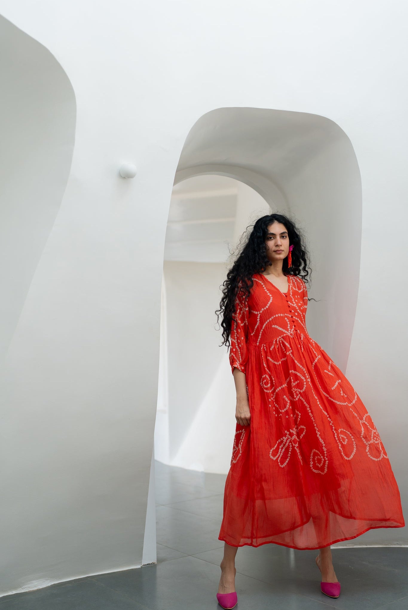 Fiery Orange Bandhani Dress - CiceroniDressesSilai Studio
