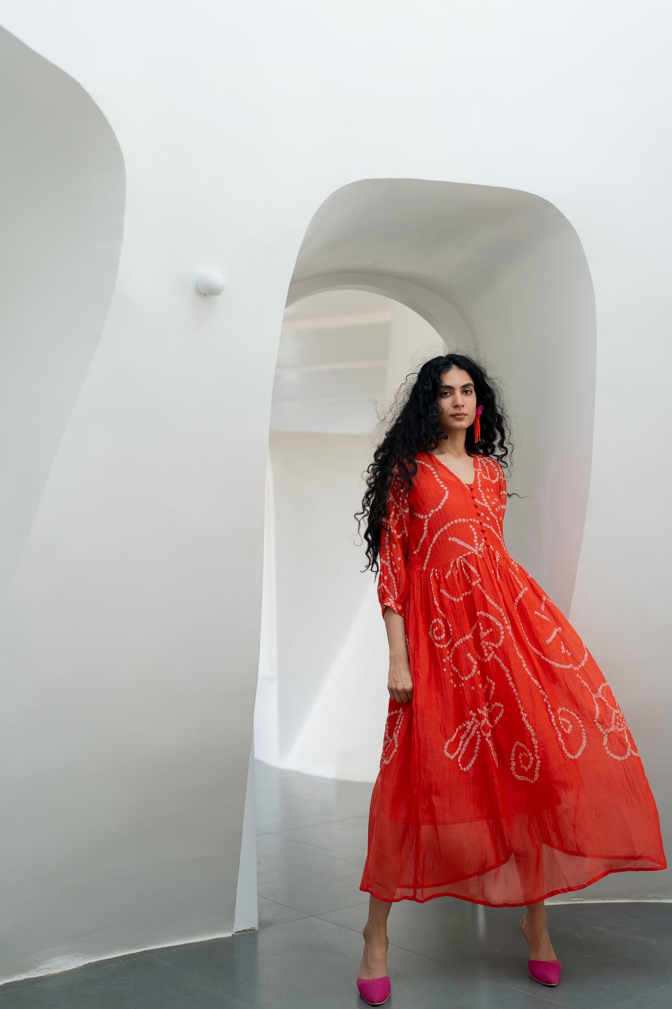 orange bandhani dress Burnt Orange Bandhani Dress M