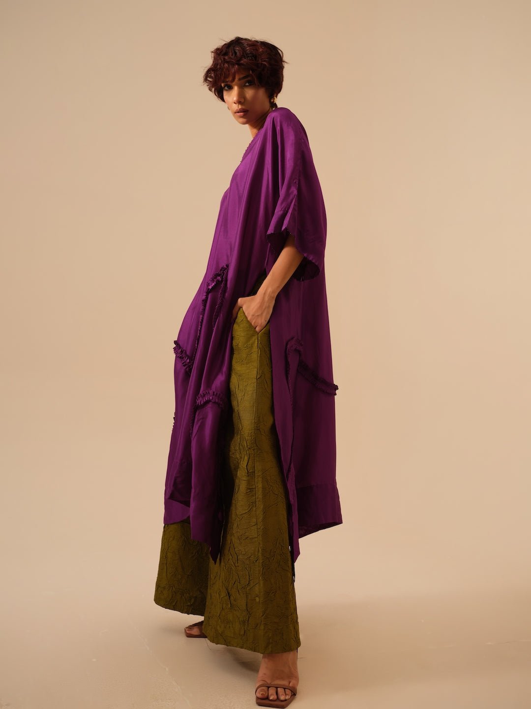 Flamingo Tunic - Aubergine - CiceroniKurta, Festive WearStoique