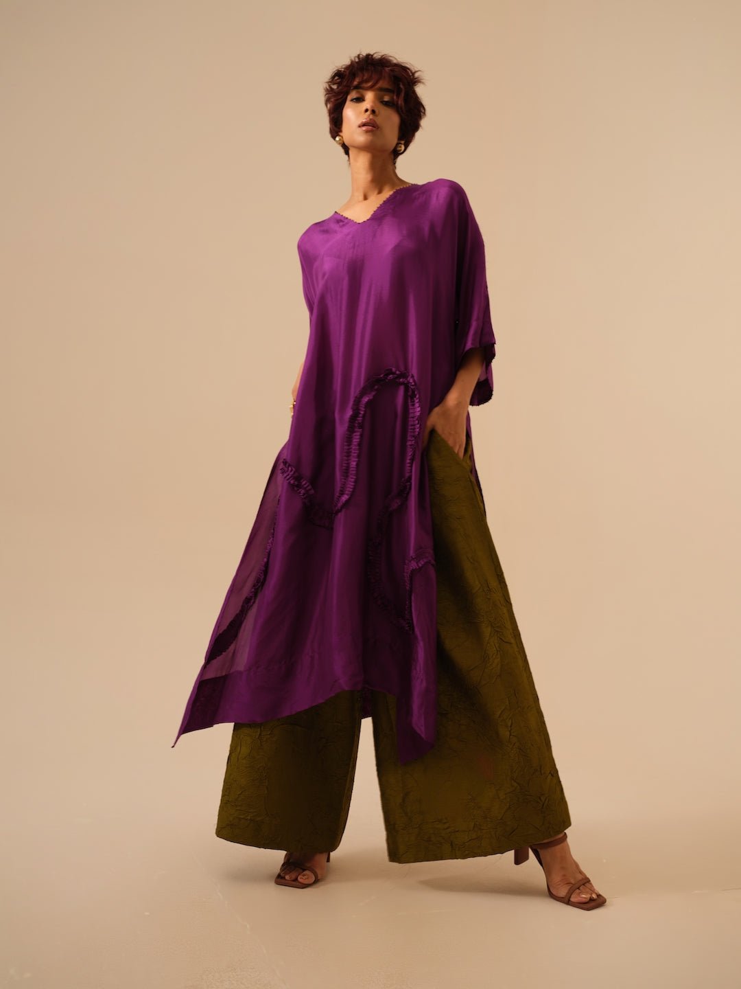 Flamingo Tunic - Aubergine - CiceroniKurta, Festive WearStoique