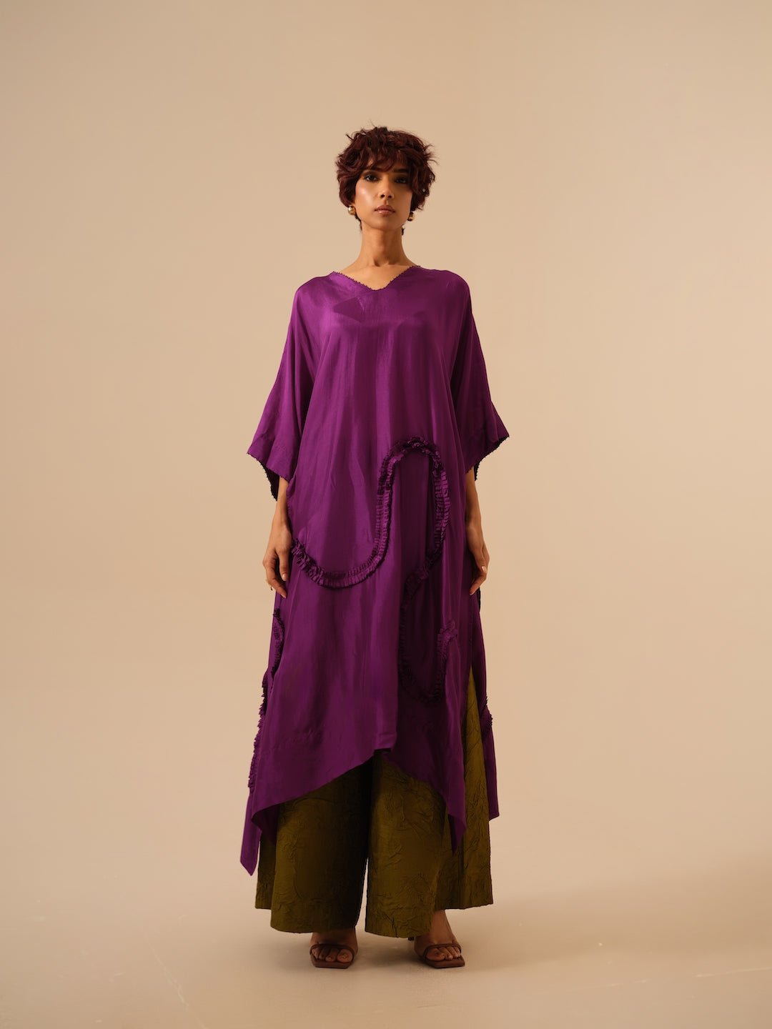 Flamingo Tunic - Aubergine - CiceroniKurta, Festive WearStoique