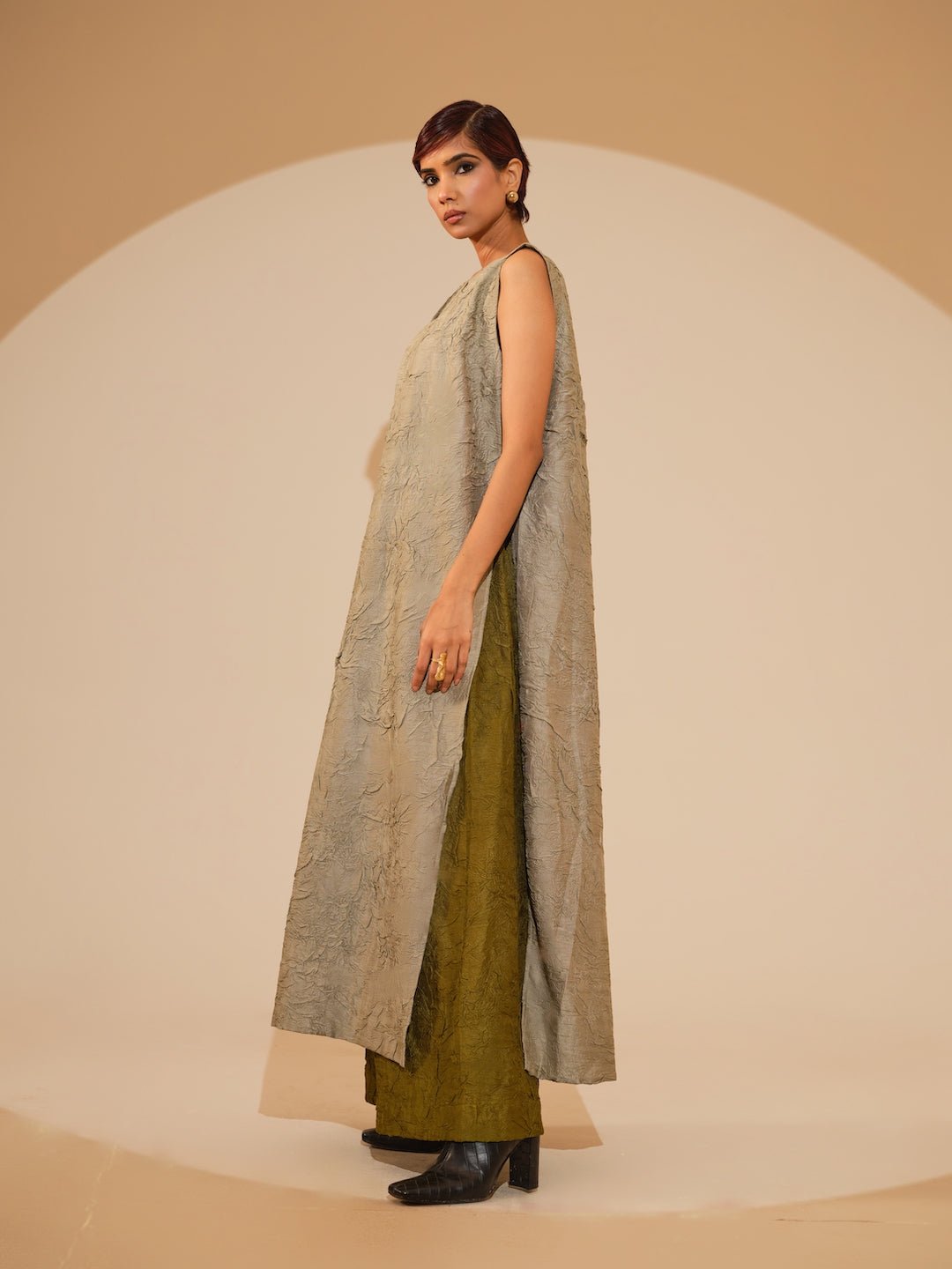 Flip Tunic - Taupe - CiceroniKurta, Festive WearStoique