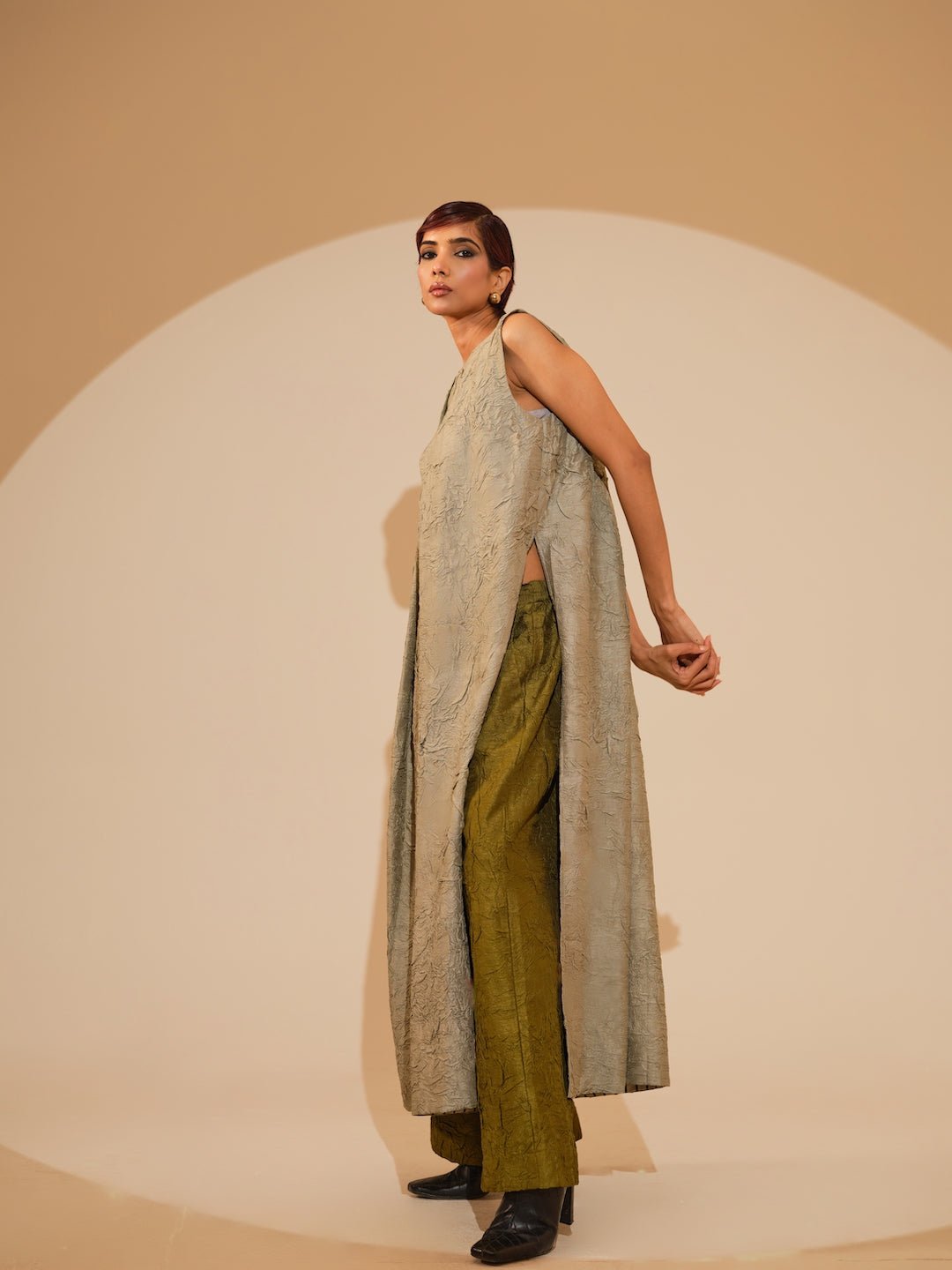 Flip Tunic - Taupe - CiceroniKurta, Festive WearStoique