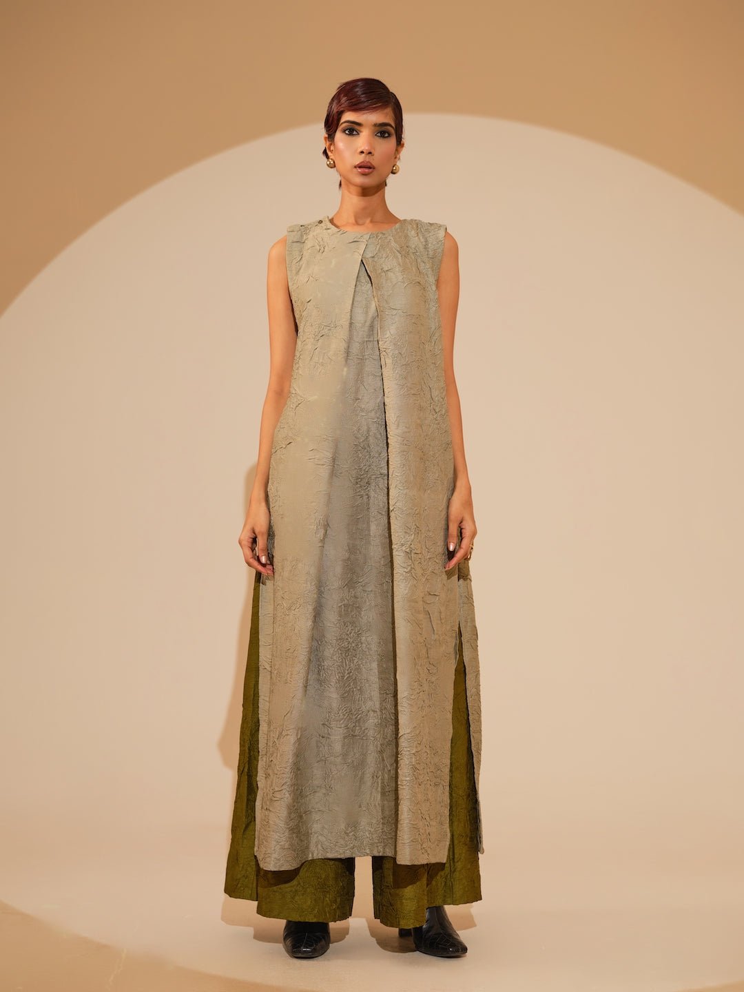 Flip Tunic - Taupe - CiceroniKurta, Festive WearStoique