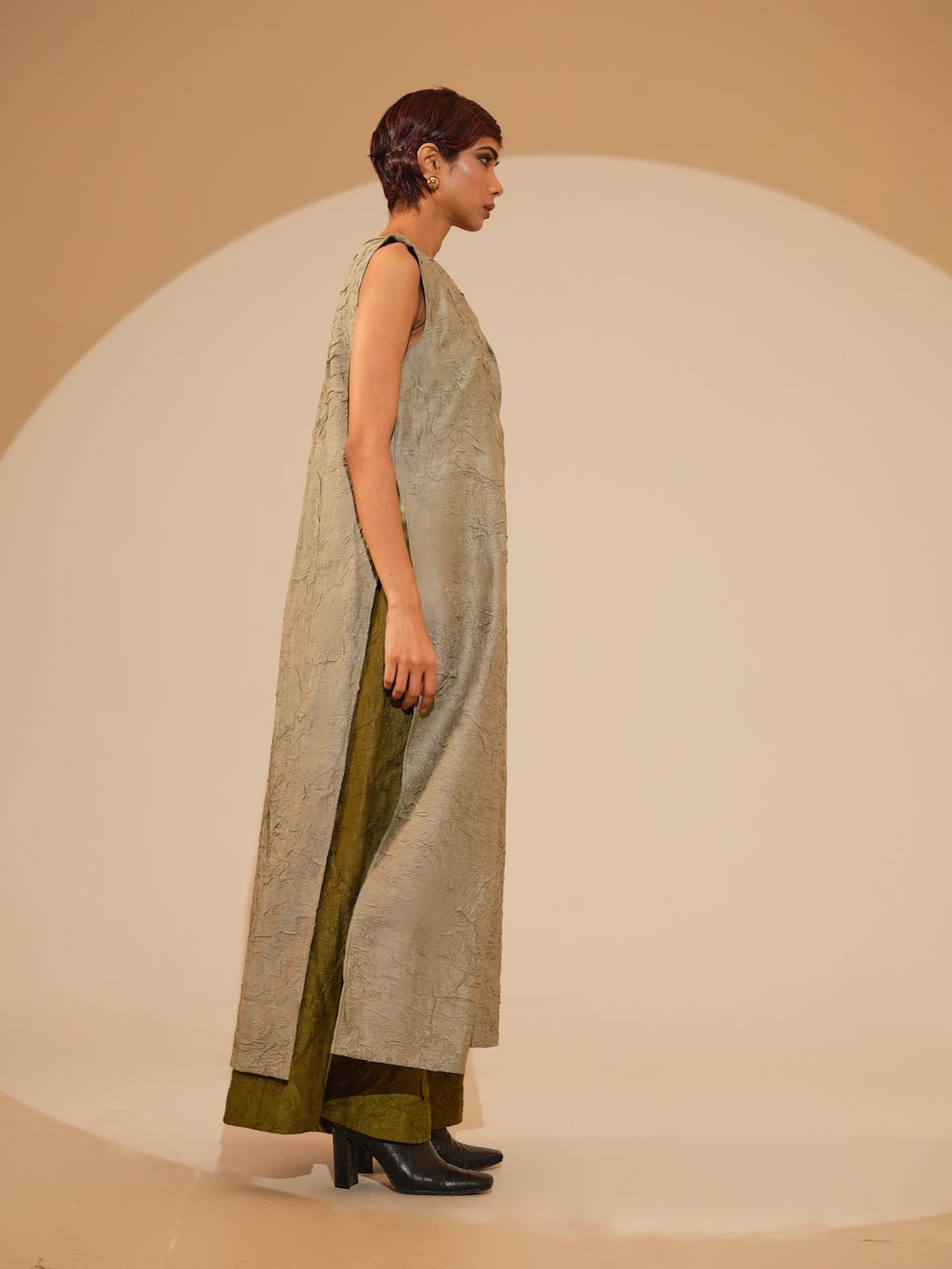 Flip Tunic - Taupe - CiceroniKurta, Festive WearStoique