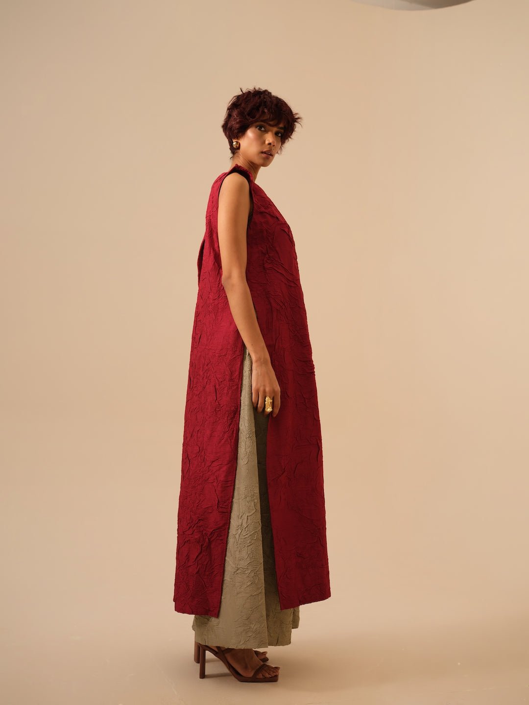 Flip Tunic - Tomato Red - CiceroniKurta, Festive WearStoique
