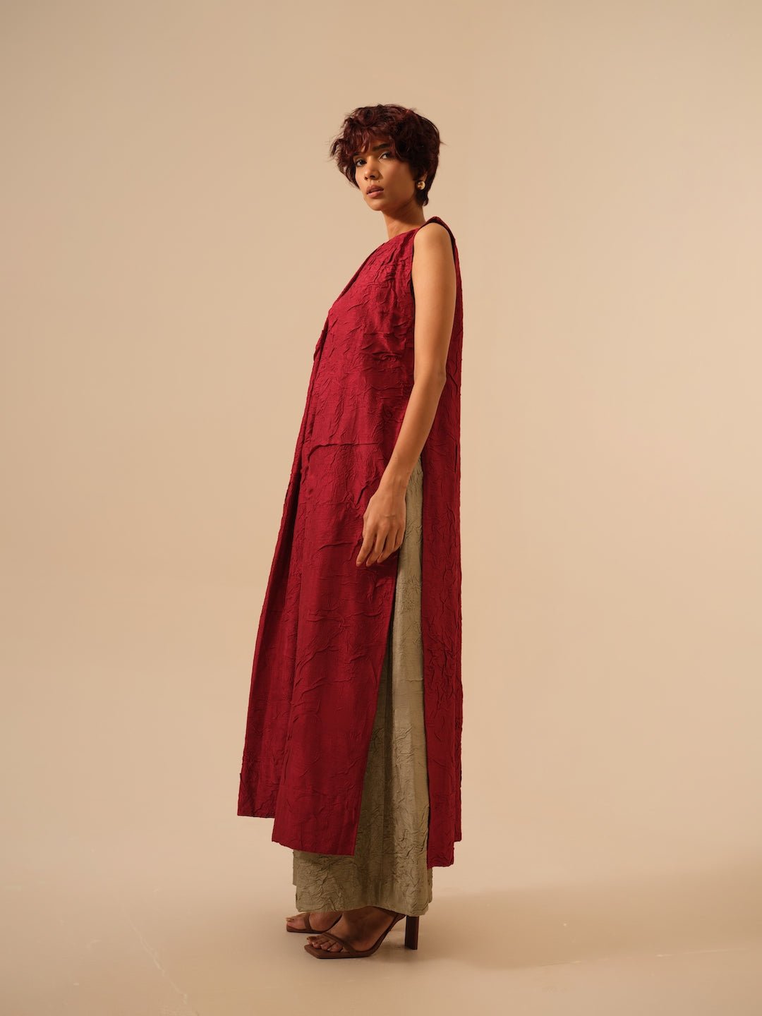 Flip Tunic - Tomato Red - CiceroniKurta, Festive WearStoique