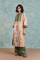 Flora Co - Linen Embroidered Multi - Panelled Kurta Set - CiceroniKurta Set, Everyday WearSaphed