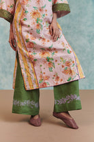 Flora Co - Linen Embroidered Multi - Panelled Kurta Set - CiceroniKurta Set, Everyday WearSaphed