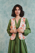 Flora Co - Linen Embroidered Rounded Waistcoat - CiceroniWaistcoatSaphed