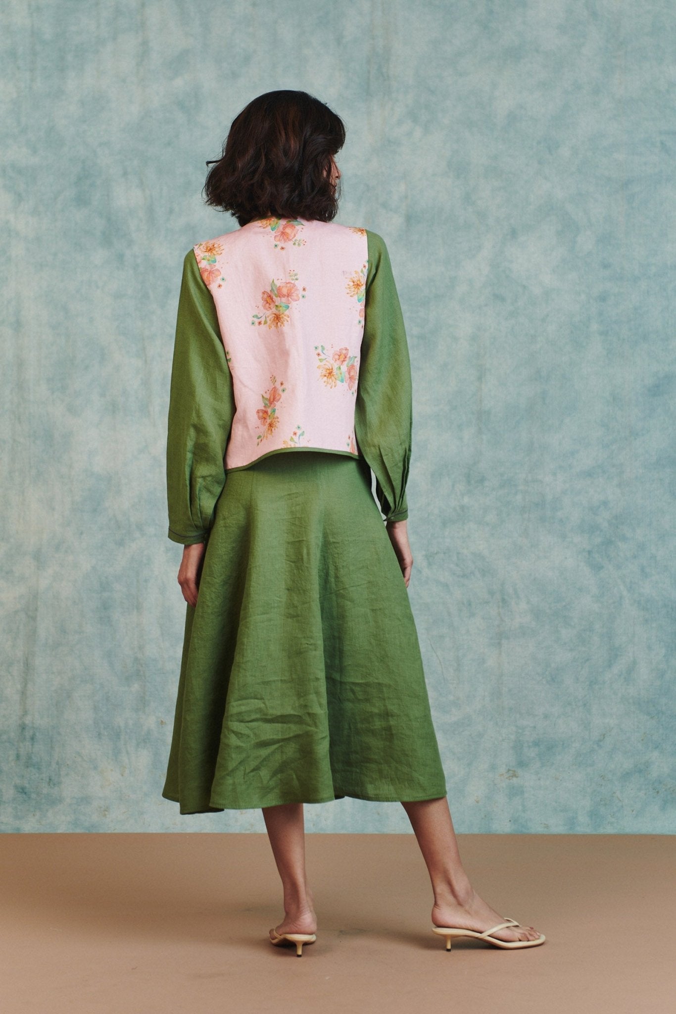 Flora Co - Linen Embroidered Rounded Waistcoat - CiceroniWaistcoatSaphed