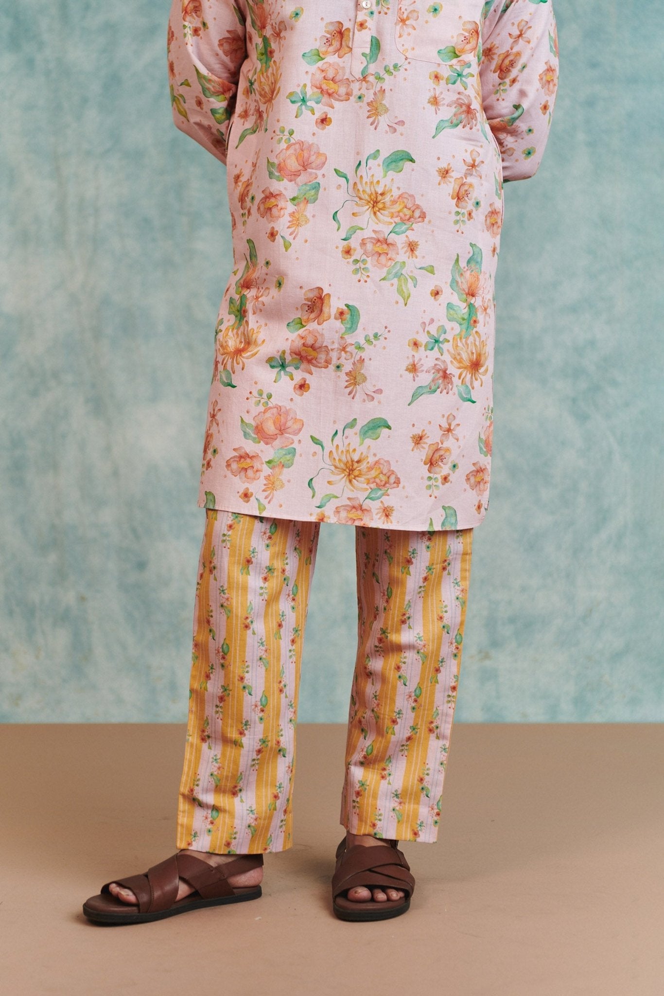 Flora Co - Linen Men's Classic Kurta Set - CiceroniKurta SetSaphed