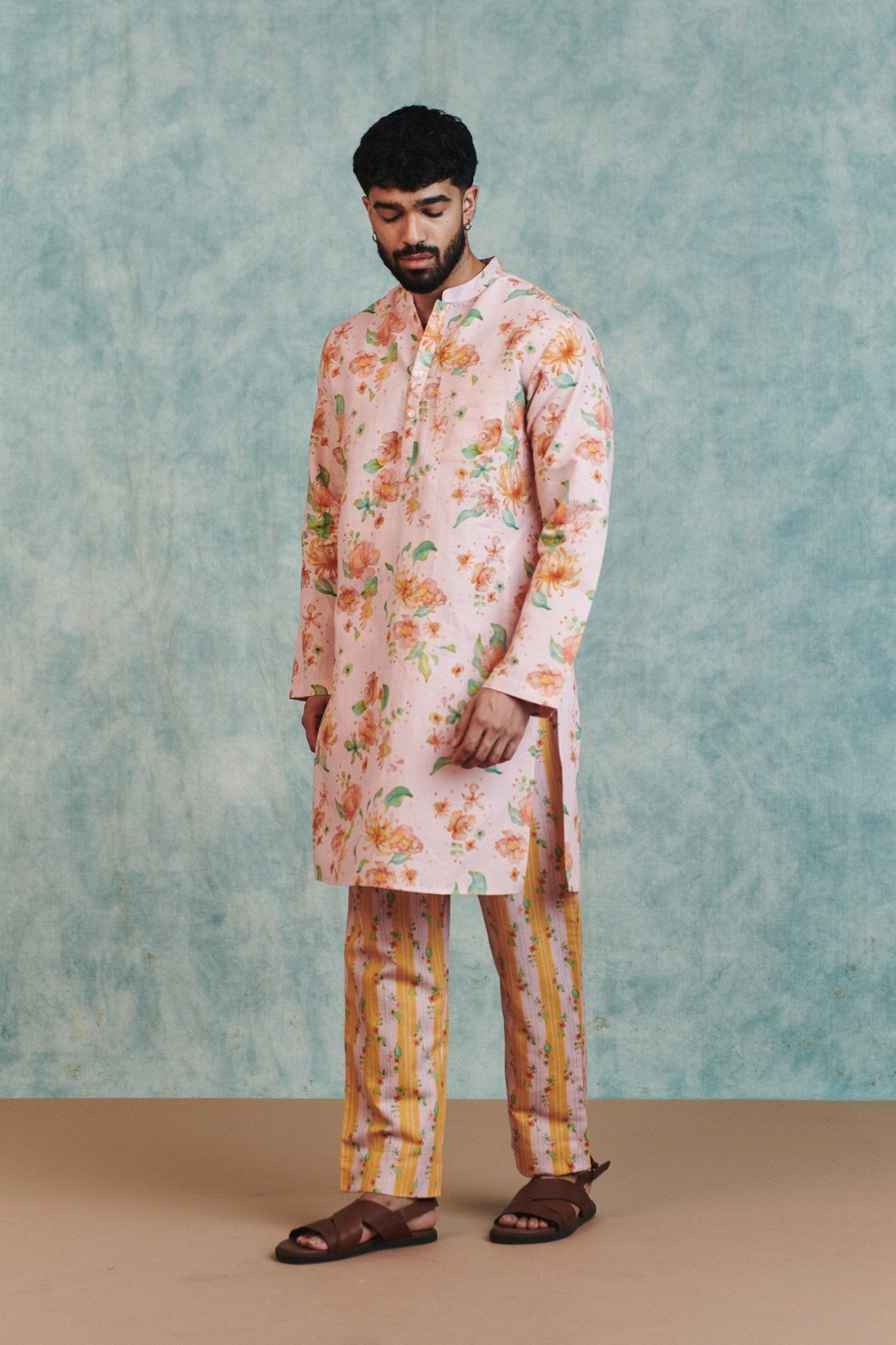 Flora Co - Linen Men's Classic Kurta - CiceroniKurtaSaphed