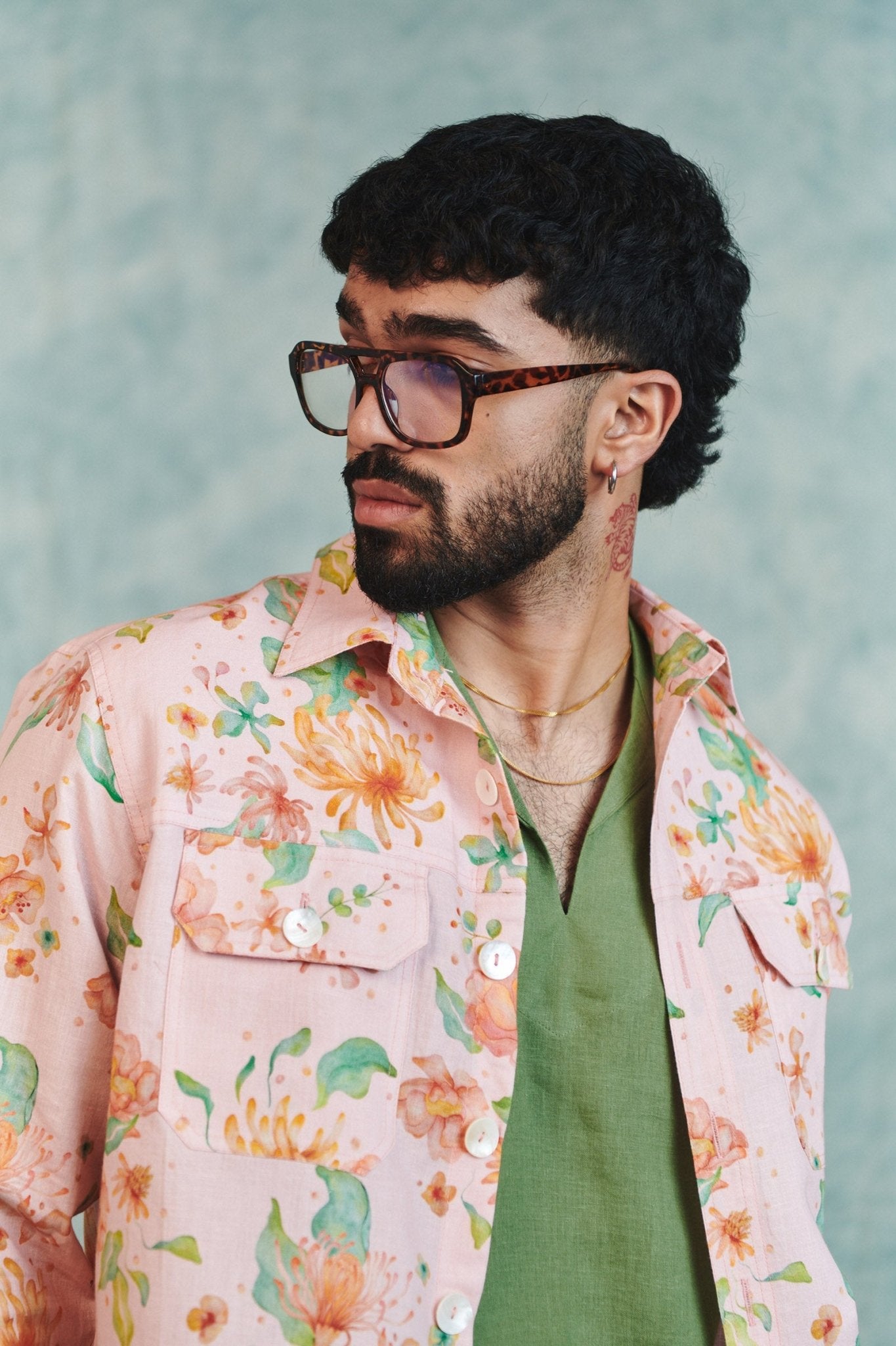 Flora Co - Linen Men's Trucker Jacket - CiceroniJacketsSaphed