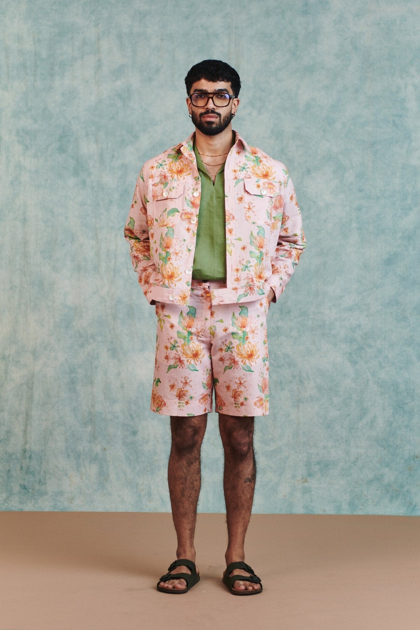 Flora Co - Linen Men's Trucker Jacket - CiceroniJacketsSaphed