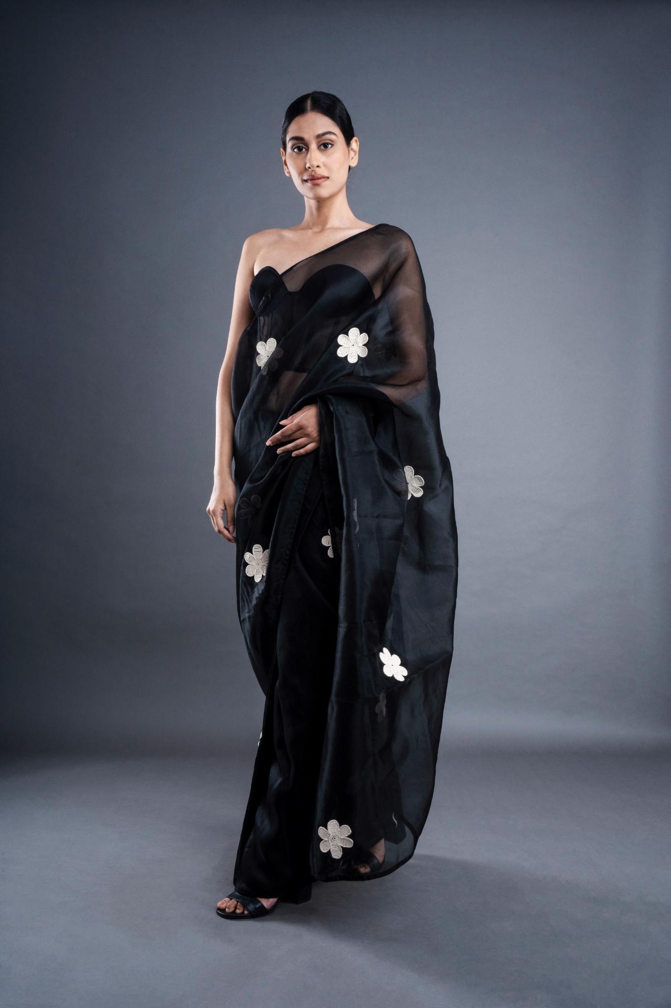 Floral Embroidered Saree - CiceroniSareeATBW