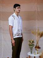 Floral Fiesta - Hand Embroidered Unisex Linen Shirt - CiceroniShirtsCultura Studio