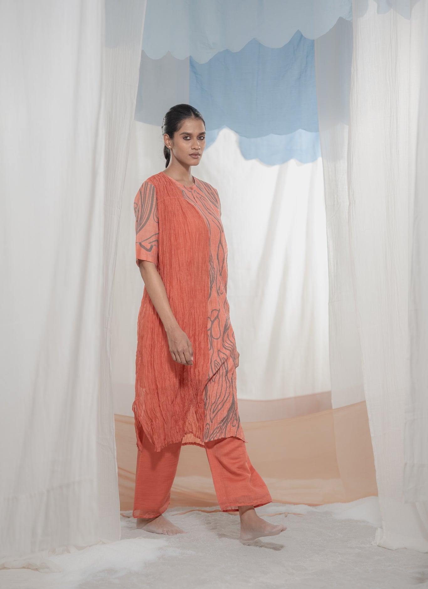 Flow Coral Co - ord Set - CiceroniKurta Set, Everyday WearAmoda - Essence Of India