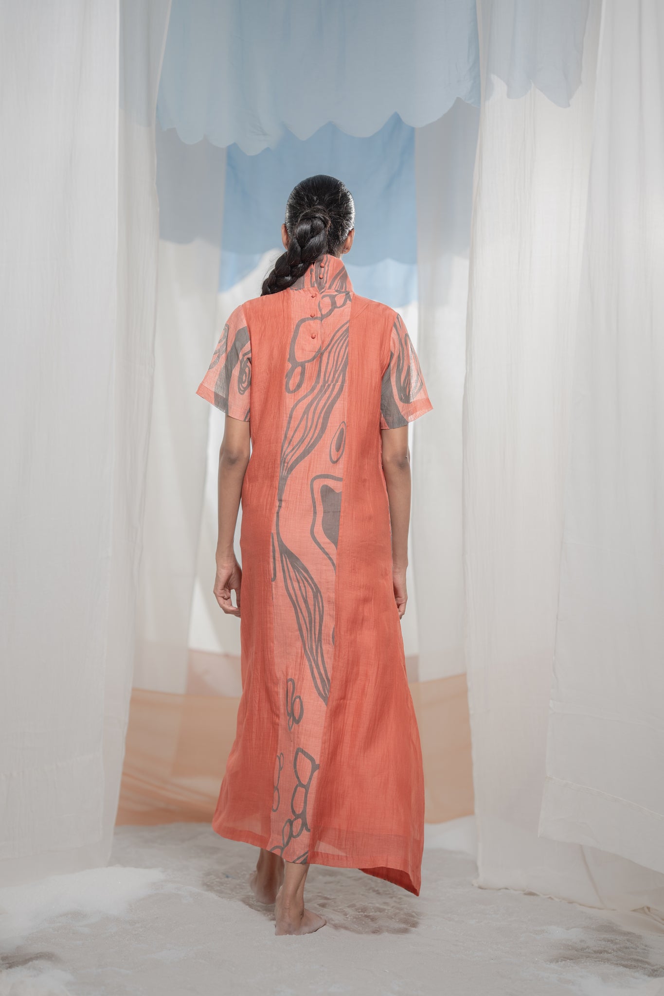 Flow High Neck Dress - CiceroniDressesAmoda - Essence Of India