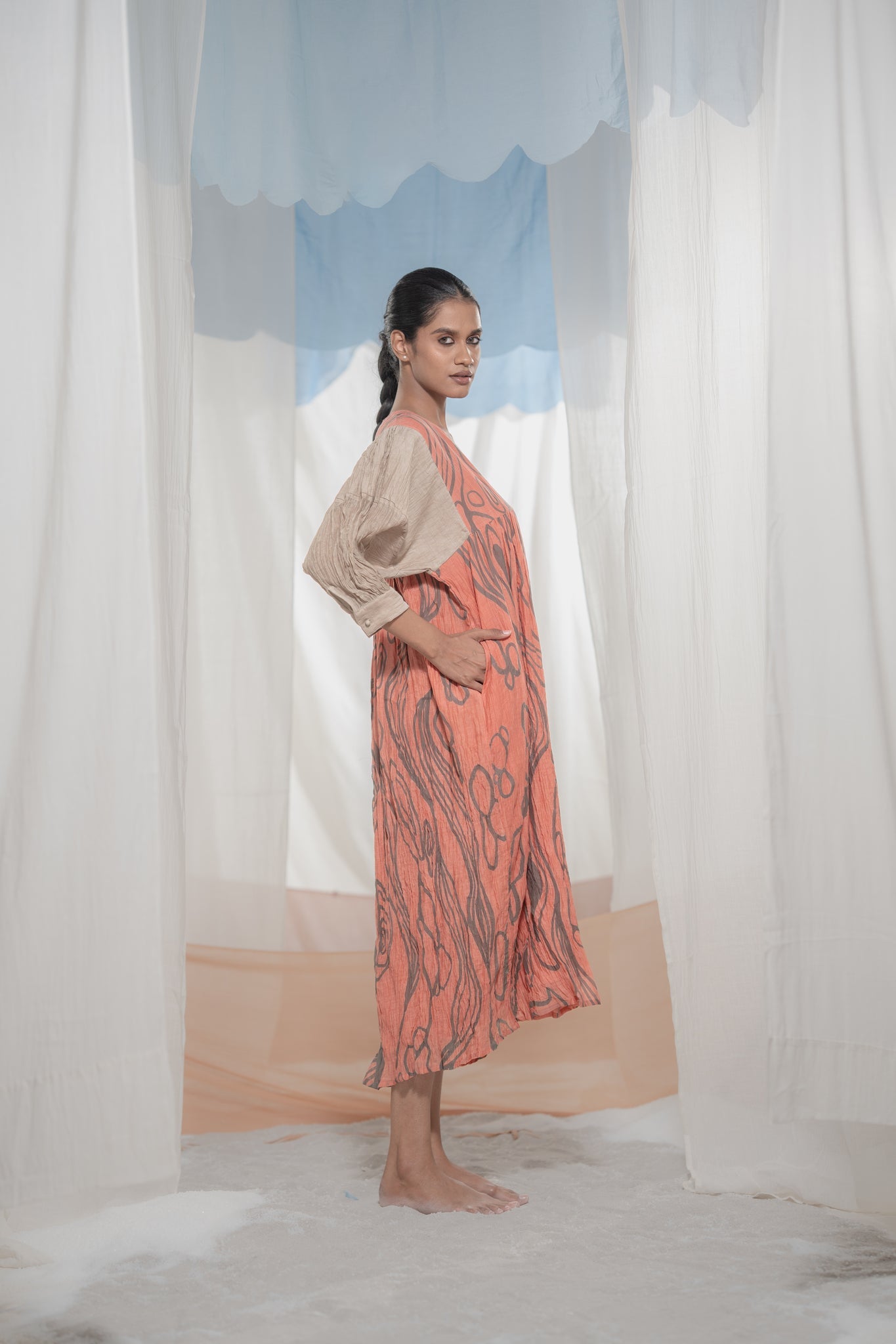 Flow Terrain Dress - CiceroniDressesAmoda - Essence Of India