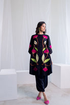 Flowers on Embers Applique Tunic Set - CiceroniKurta, Everyday WearSilai Studio