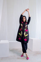 Flowers on Embers Applique Tunic Set - CiceroniKurta, Everyday WearSilai Studio