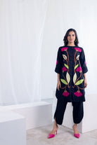 Flowers on Embers Applique Tunic Set - CiceroniKurta, Everyday WearSilai Studio