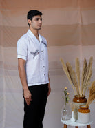 Flying Wings - Hand Embroidered Unisex Linen Shirt - CiceroniShirtsCultura Studio